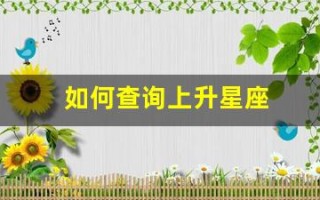如何查询上升星座(如何查询上升星座与宫位)
