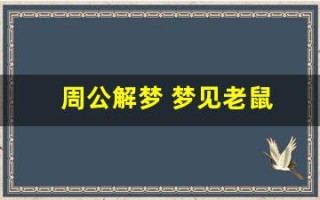 周公解梦 梦见老鼠(周公解梦梦见老鼠咬自己是什么意思)