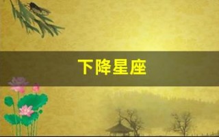 下降星座(下降星座怎么看)