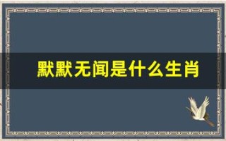 默默无闻是什么生肖(默默无闻是什么生肖呢)