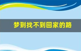 梦到找不到回家的路(梦到找不到回家的路了是什么预兆)