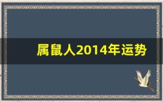 属鼠人2014年运势(2014属鼠人全年运势)