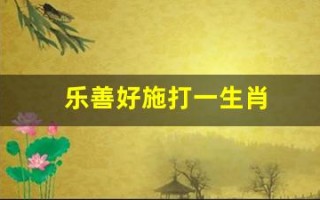 乐善好施打一生肖(乐善好施打一生肖猪)