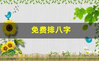 免费排八字(免费排八字命盘)
