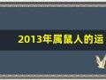 2013年属鼠人的运程(属老鼠的2013年几岁)