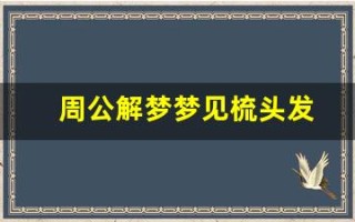 周公解梦梦见梳头发(周公解梦梦见梳头发掉头发)